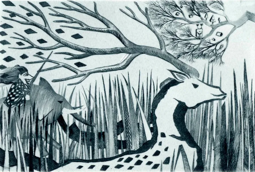Cerf, gravure de Jean-Marie Munier