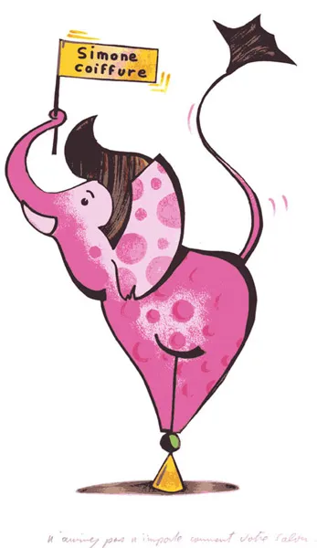 Éléphant rose, illustration de Jean-Marie Munier
