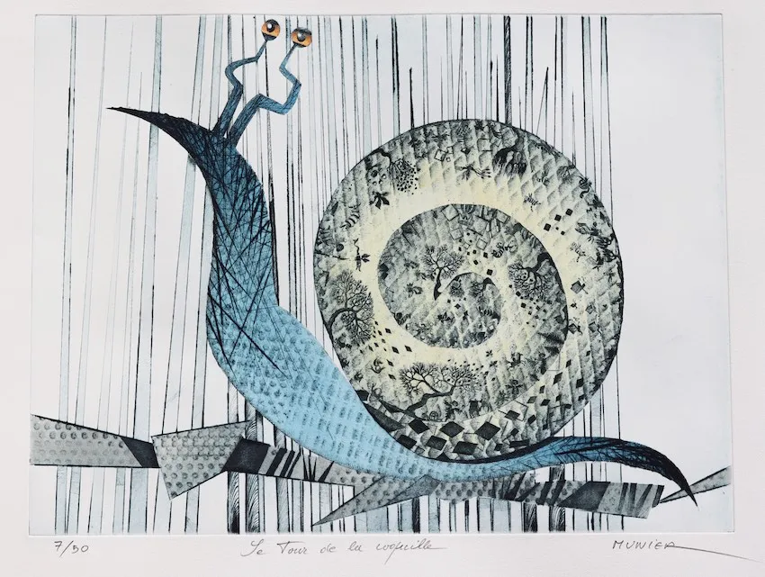 Escargot, gravure de Jean-Marie Munier