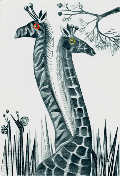 Girafes, gravure de Jean-Marie Munier