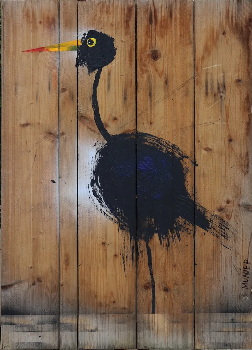 Ibis noir, peinture de Jean-Marie Munier