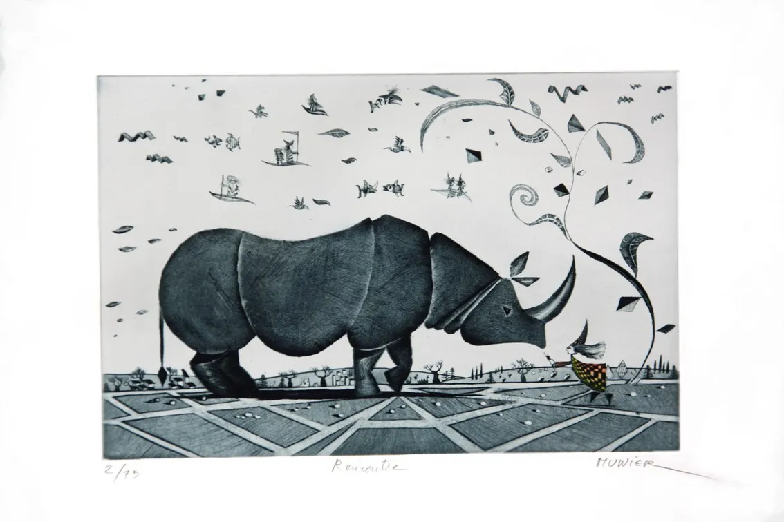 La rencontre, gravure de Jean-Marie Munier