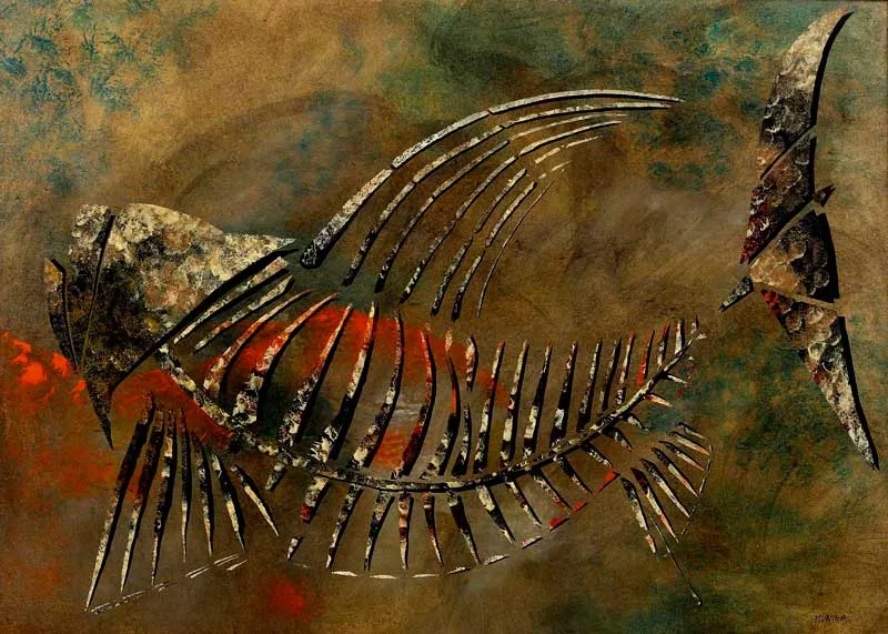 Poisson fluo allumé, peinture de Jean-Marie Munier