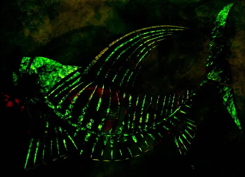 Poisson fluo éteint, peinture de Jean-Marie Munier